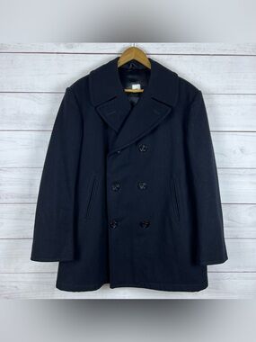 US Navy Pea Coat Mens 46R Sterlingwear Boston Wool USN Military Anchor Buttons